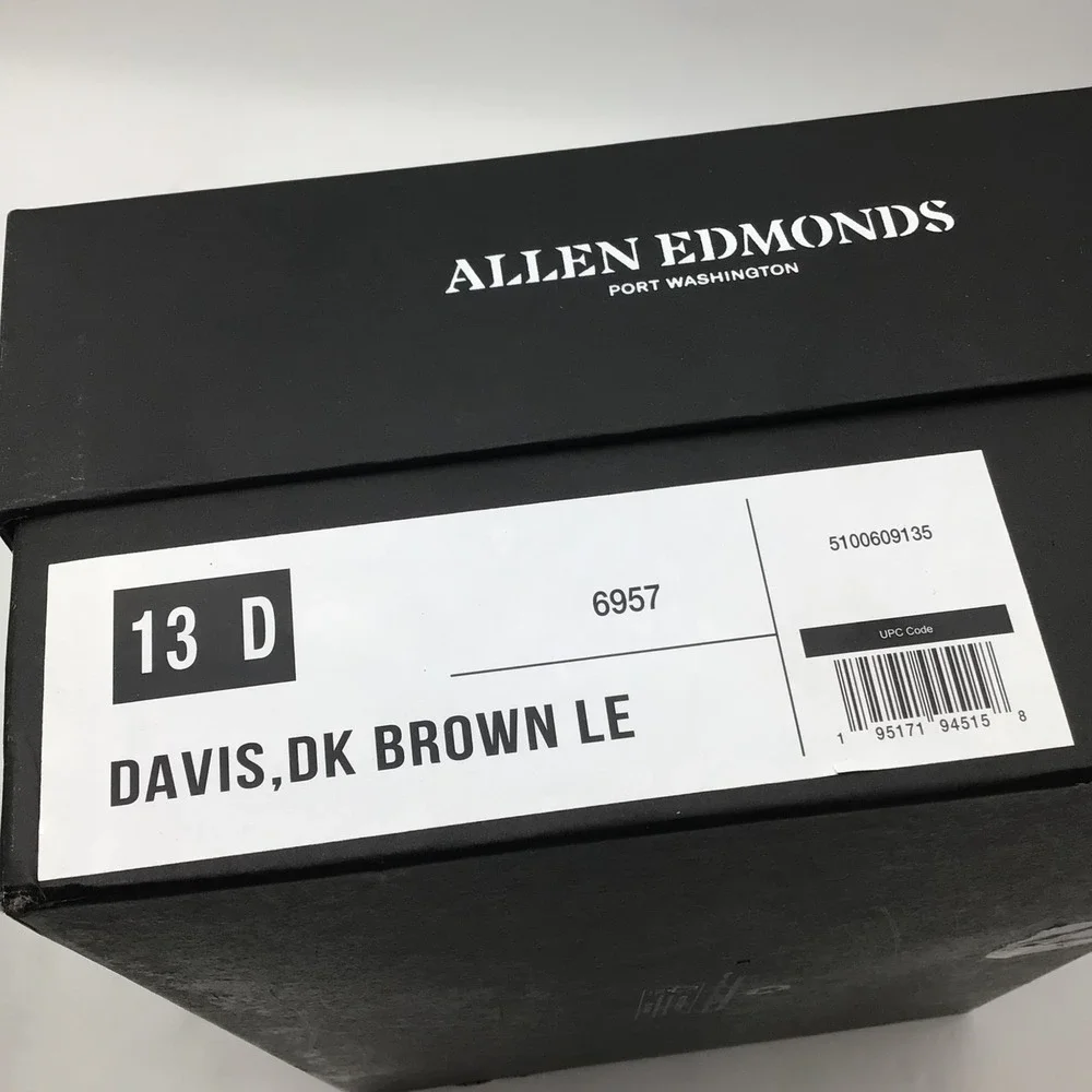 Allen Edmonds Davis Mens Size 13 D Dark Brown Leather Slide‎ Sandals 6957 NEW